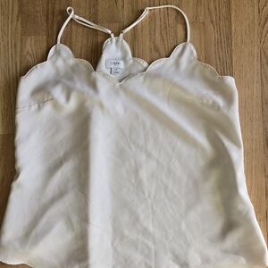 J. Crew Cream Camisole Top, Size 12 Scalloped Edges